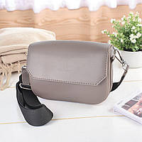 Маленька жіноча сумка клатч крос боді через плече димчаста з екошкіри сумочка з широким плечовим ременем