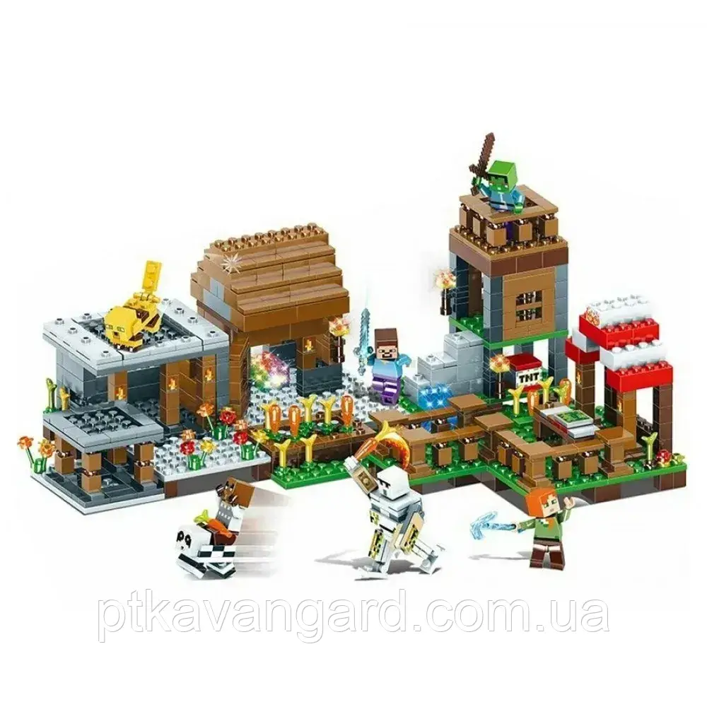 Конструктор Майнкрафт село з мешканцями 778 деталей My World LD600 LED-підсвічування, фото 1