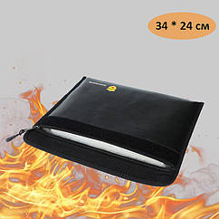 Вогнестійка папка 34*24 см для зберігання документів Чорна. Вогнетривка сумка для грошей, документів