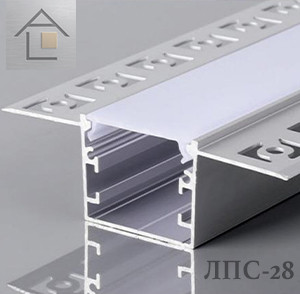 Лінійний LED профіль ЛПС-28 алюмінієвий анодований срібний (профіль+розсіювач+ 3 заглушки)