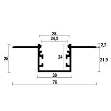 Лінійний LED профіль ЛПС-28 алюмінієвий анодований срібний (профіль+розсіювач+ 3 заглушки), фото 3