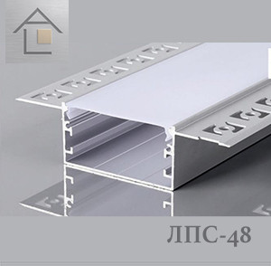 Лінійний LED профіль ЛПС-48 алюмінієвий анодований срібний (профіль+розсіювач+ 3 заглушки)