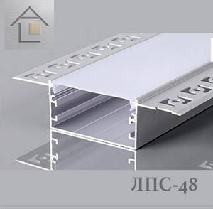 Лінійний LED профіль ЛПС-48 алюмінієвий анодований срібний (профіль+розсіювач+ 3 заглушки), фото 1