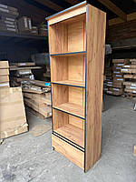 Книжковий Стелаж 60 см 4П1Ш колір дуб крафт золотий