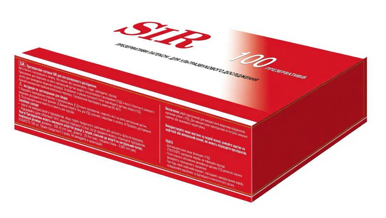 Презервативи для УЗД SIR латексні без змазки№100 / Насадка презерватив для ректовагінальних досліджень, аналог Viva, фото 1