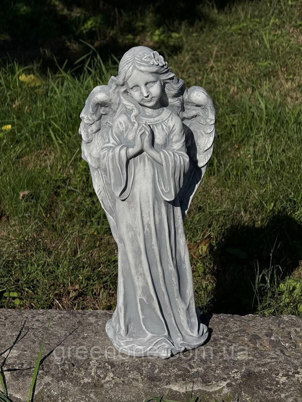 Скульптура маленької дівчинка Ангела, Ангел з крилами на могилу дитині, бетонний Ангел на пам’ятник 42 см, фото 1