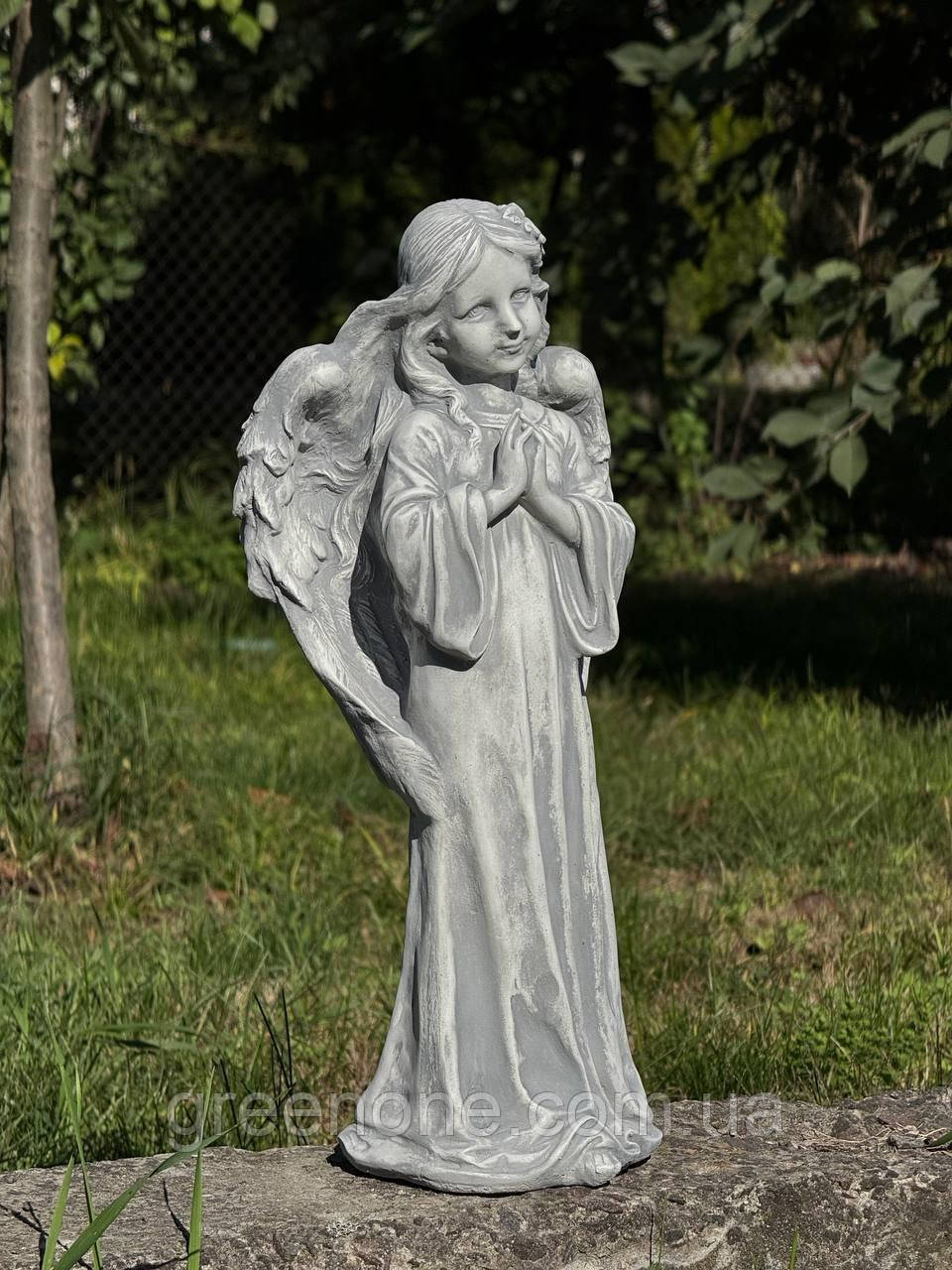 Скульптура маленької дівчинка Ангела, Ангел з крилами на могилу дитині, бетонний Ангел на пам’ятник 42 см, фото 1
