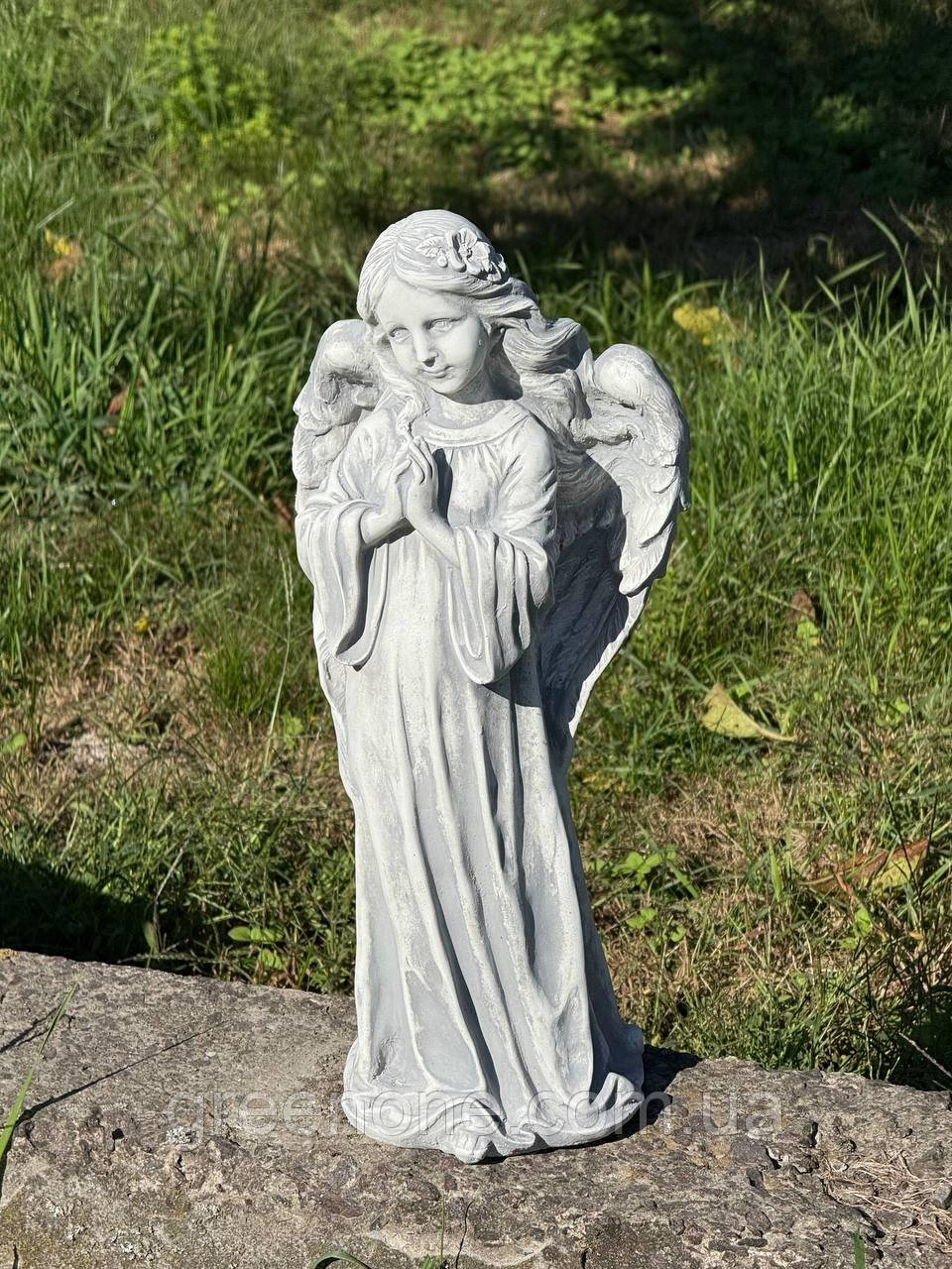 Скульптура маленької дівчинка Ангела, Ангел з крилами на могилу дитині, бетонний Ангел на пам’ятник 42 см, фото 1