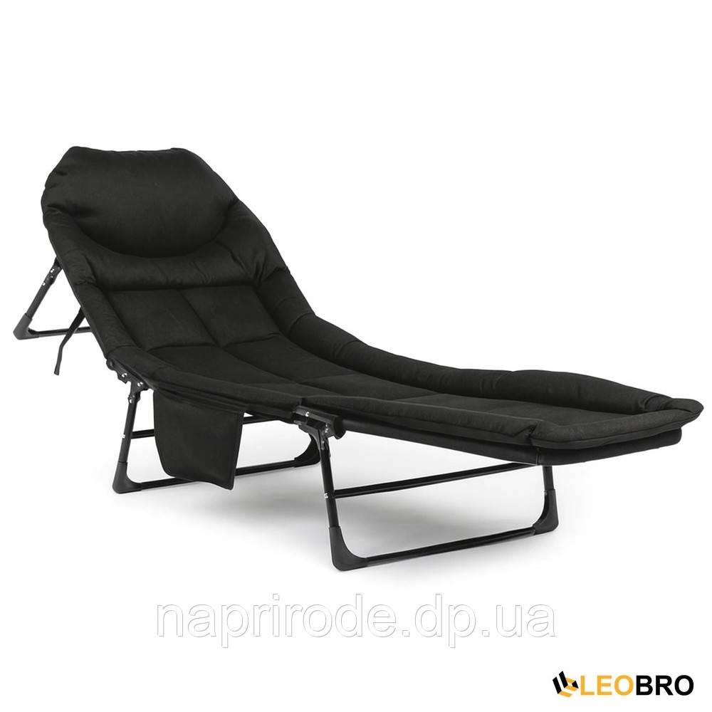 Розкладне ліжко (розкладачка) із вбудованим матрацом LEOBRO Black (LB-FB-M1-BLK) для дому кемпінгу офісу, фото 1