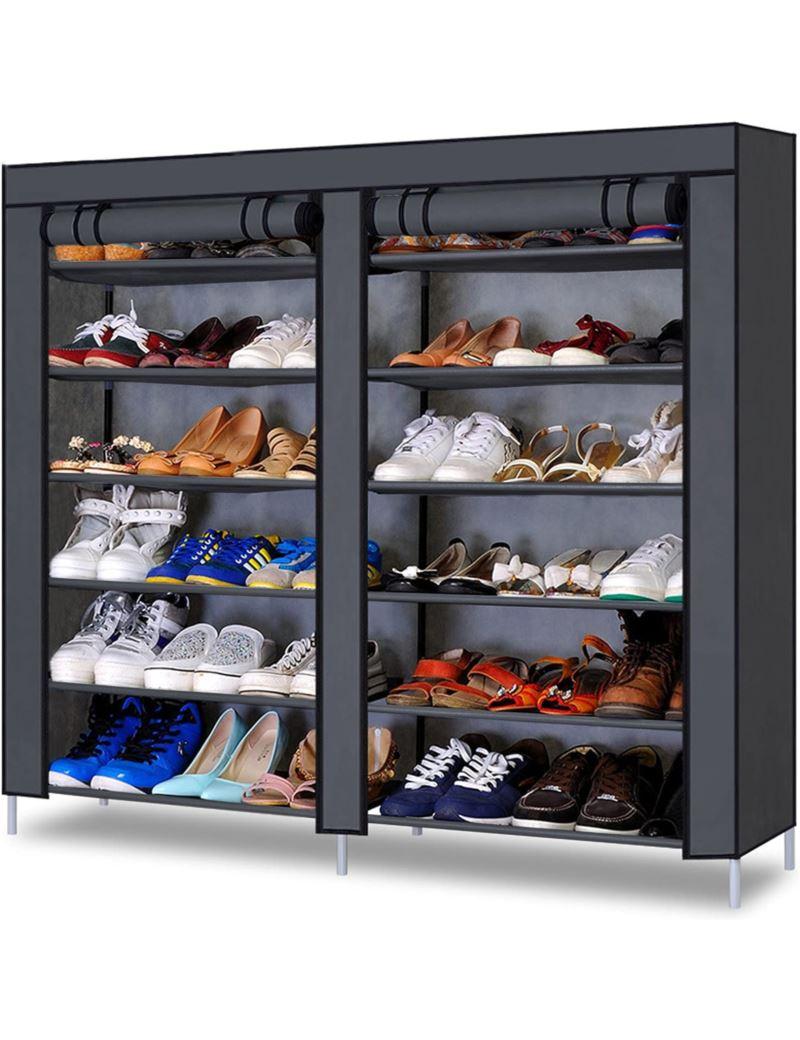 Текстильна складна шафа для взуття 120×110×30 см, 12 полиць, з кишенями, фото 1