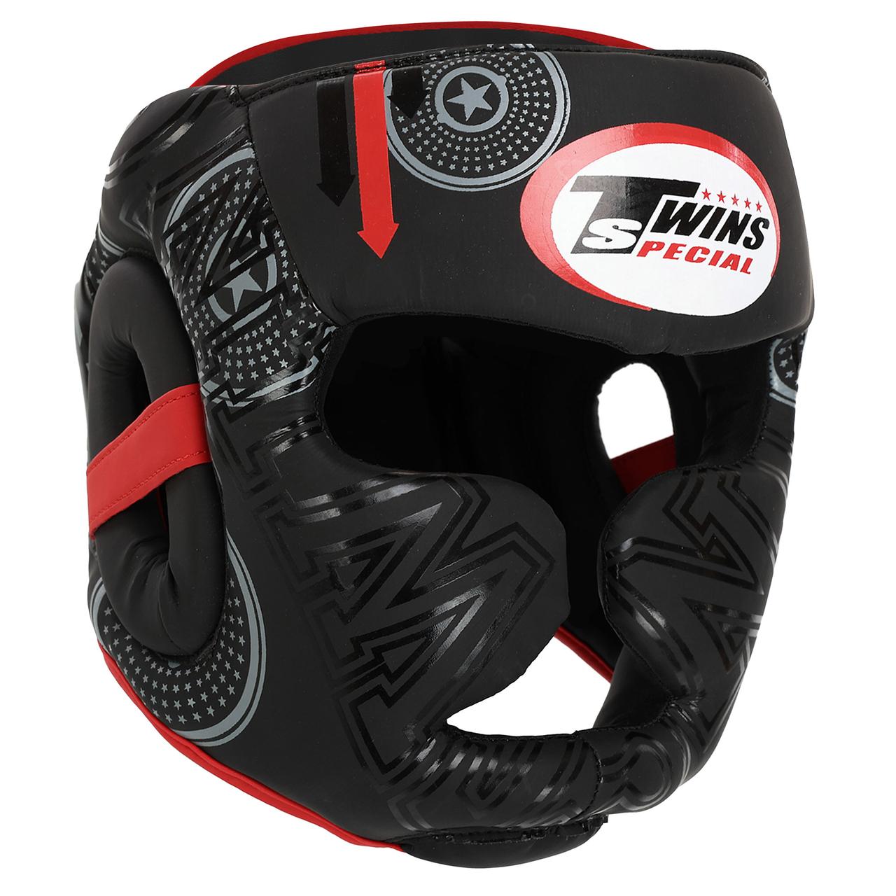 Шолом боксерський TWN з повним захистом BO-9481 чорний-червоний