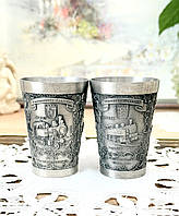 Два колекційні олов'яні келихи для шнапсу, харчове олово, Німеччина, 150 мл, паровозобудування