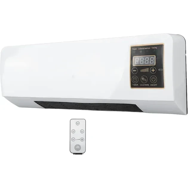 Тепловентилятор настінний 2кВт, з пультом, 3 режими роботи. Настінний мобільний кондиціонер, фото 1