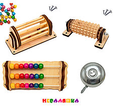 Набір Деталей для Бізіборду Тактильно-Звуковий 4в1 Комплект Заготовок Готовий до Прикручування (+Шурупи)