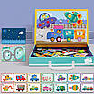 Логічний дерев'яний набір гра логіка Машинки з 14 магнітними картинками та дошкою піши-стирай маркер пазли, фото 2