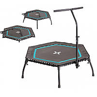 Фітнес батут 126 см до 130 кг SportPlus зі складними ніжками та ручкою Синій
