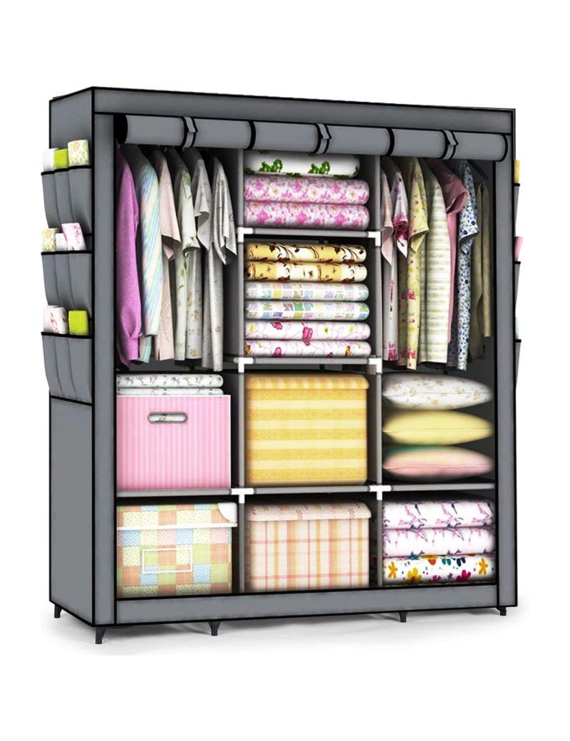 Текстильна складна шафа-гардероб 175×130×45 см, 8 полиць, фото 1