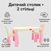 Набір столик з двома стільцями ТМ DOLONI (Молочно-рожевий)