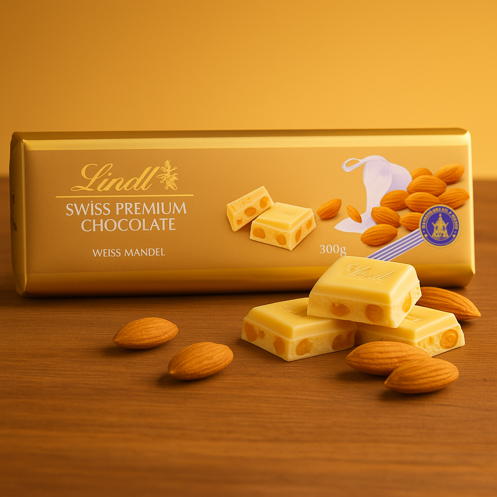 Білий шоколад з мигдалем 🍫 Lindt 300 гр. Швейцарія, фото 1
