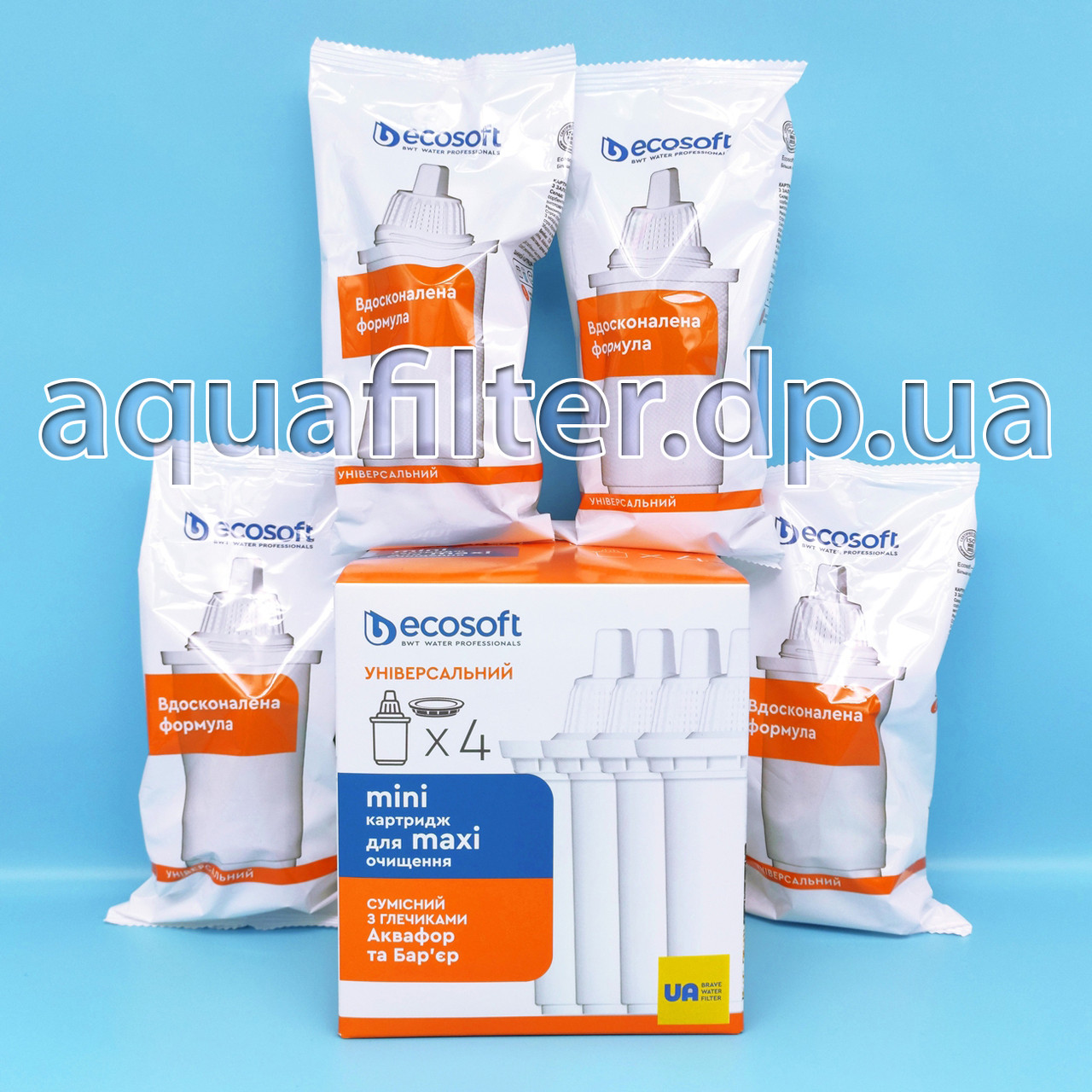 Універсальний змінний картридж Ecosoft для фільтра-глечика 4 шт., фото 1
