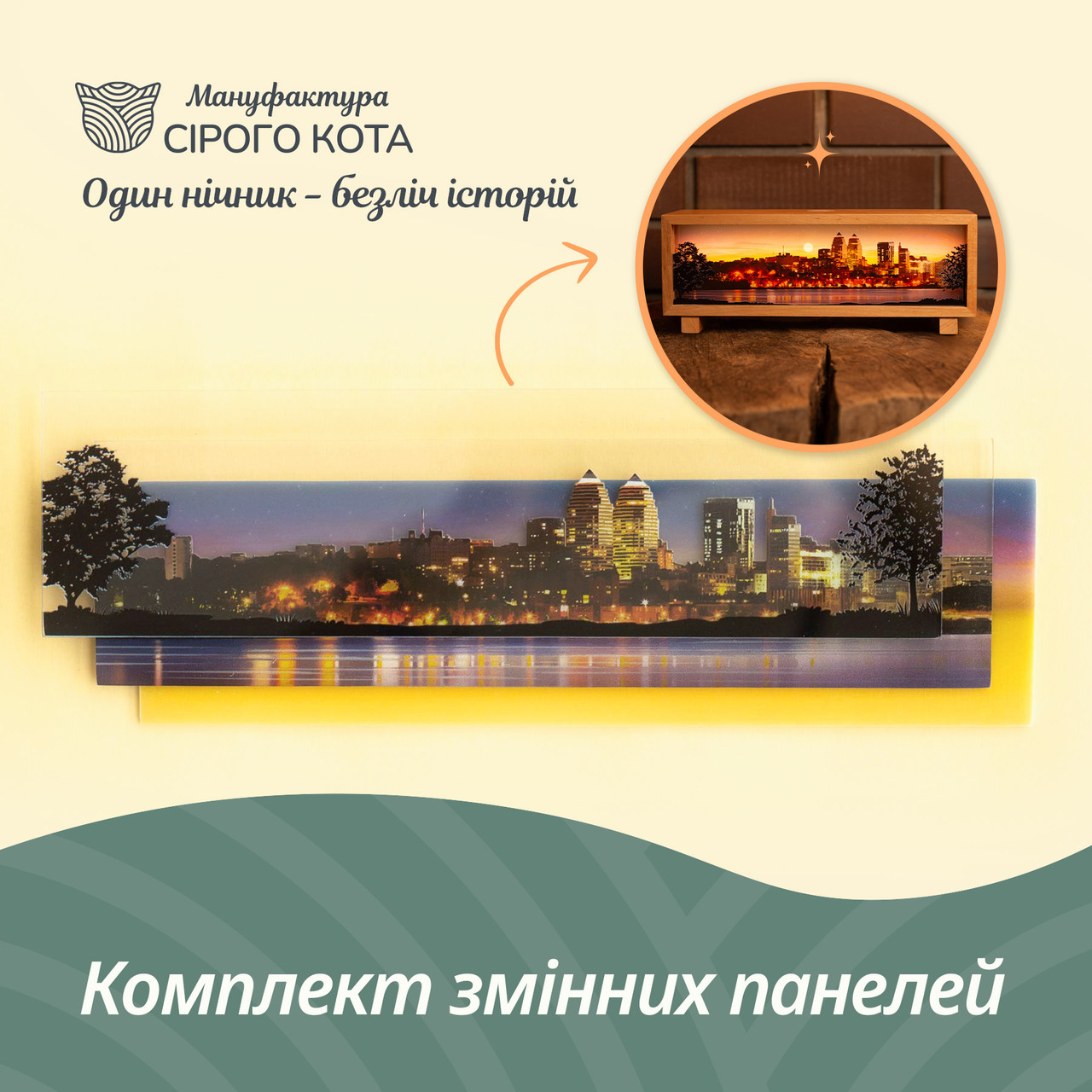 Змінний комплект стекол для нічника-панорами "Місто Дніпро", фото 1