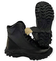 Черевики зимові тактичні, чорна гладка шкіра, нубук, утеплювач штучне хутро Energy, 36 37 38 39 40 41 42 43 44 45 46