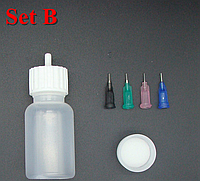 Бутылочка для рисования и 4 апликатора с металическими кончиками (сет Б)