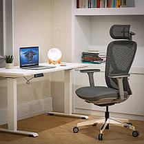 Ортопедичне комп'ютерне крісло для роботи Mealux Q1 Air Fabric Grey спинка сітка / сидіння тканина, фото 2