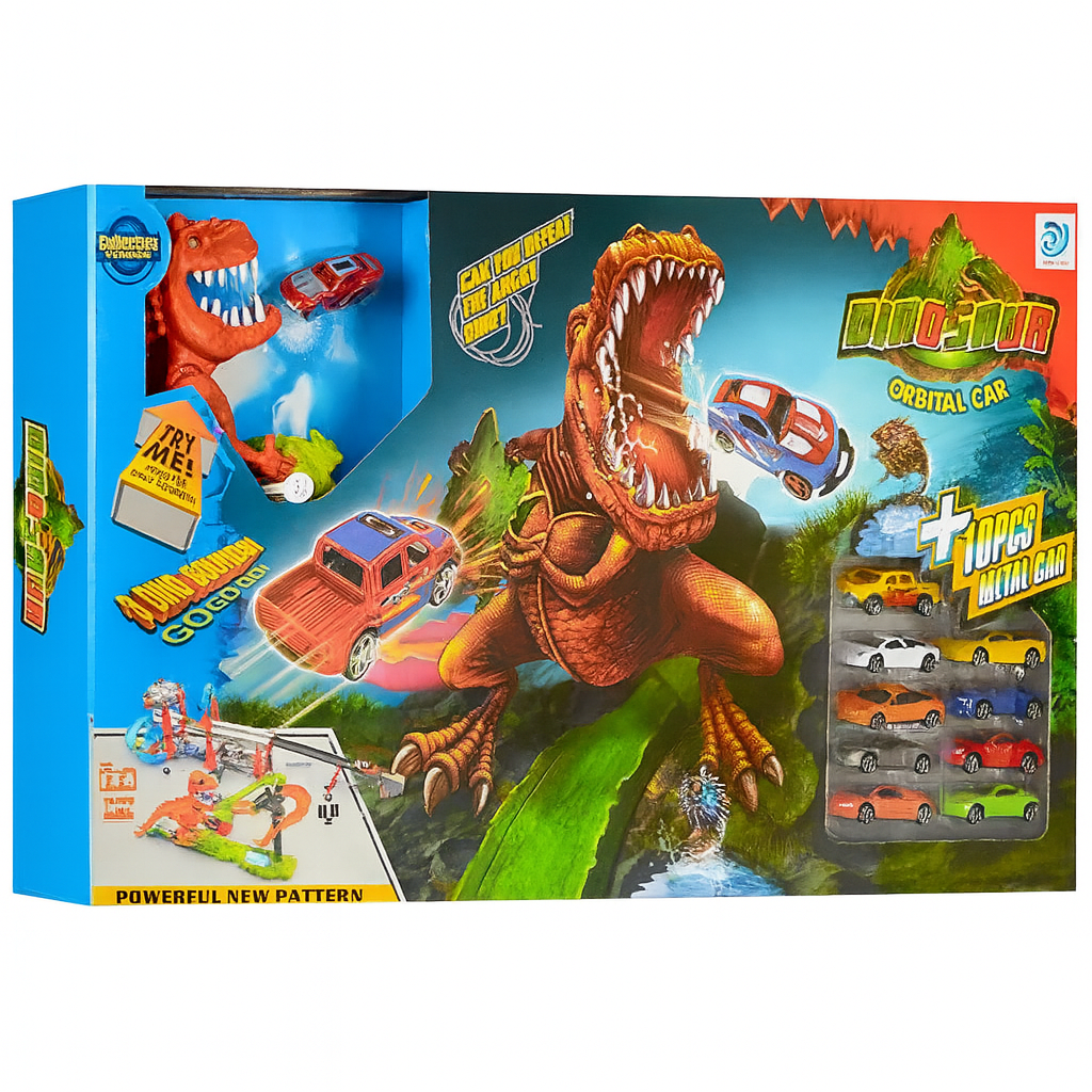 Дитяча іграшка гоночний автотрек "Динозавр у місті", фото 1