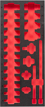 Пінне вкладення з ложементом для головок подовжених ShW 3/8" SKT, (23шт) (45х175,8х417мм) для шаф металевих MILWAUKEE