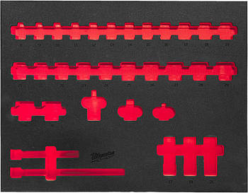 Пінне вкладення з ложементом для головок ShW 1/2" STD, (32шт) (45х536х417мм) для шаф металевих MILWAUKEE