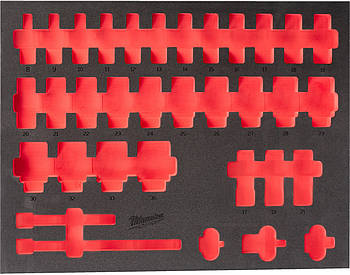 Пінне вкладення з ложементом для головок подовжених ShW 1/2" SKT, (34шт) (45х536х417мм) для шаф металевих MILWAUKEE