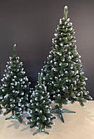 Штучна ялинка з білими кінчиками пвх 1.8 м зелена новорічна класична якісна ялинка