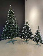 Ялинка пвх зелена штучна з білими кінчиками 2 м новорічна класична якісна ялинка