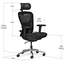 Крісло для роботи за комп'ютером Mealux Q1 Air Fabric Black спинка сітка / сидіння тканина, фото 4