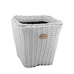 Кашпо з ротангу 25л квадрат з отворами біле DCL25-2 Деколайн