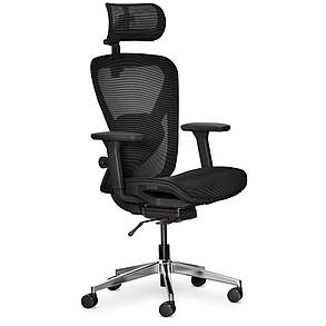 Ергономічне комп'ютерне крісло для роботи Mealux Q1 Air Black спинка сітка / сидіння сітка, фото 1