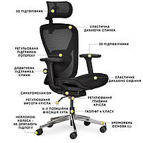 Ергономічне комп'ютерне крісло для роботи Mealux Q1 Air Black спинка сітка / сидіння сітка, фото 3