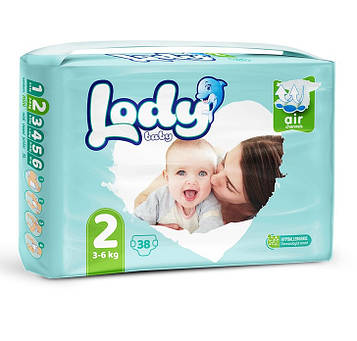 Підгузки дитячі дихаючі LODY AIR MINI р.2 (3-6 кг) 38 шт/уп.