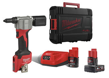 Заклепочник акумуляторний MILWAUKEE, M12 BPRT-422X, Ø закл. 2,4-4,8мм, (+зар.пр., 1 акум.Х 2Аг, 1 акум.Х 4Аг, HD кейс)