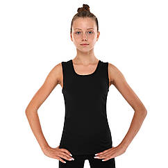 Майка на широких бретелях чорна з поліестеру для гімнастики Alema 19-25 зріст 110 см Black