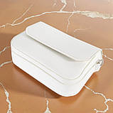 Маленька жіноча сумочка клатч крос боді через плече з екошкіри біла сумка з широким плечовим ременем, фото 4