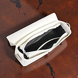Маленька жіноча сумочка клатч крос боді через плече з екошкіри біла сумка з широким плечовим ременем, фото 3