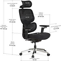 Ортопедичне комп'ютерне крісло для роботи Mealux D2 Air Fabric Black, фото 4