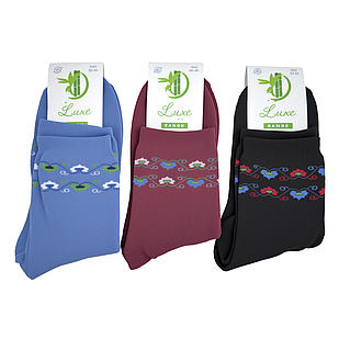 Жіночі середні махрові шкарпетки Fashion Socks квітка роза 36-40 мікс кольорів 12пар/уп