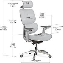 Ортопедичне офісне крісло для комп'ютера Mealux D2 Air Fabric Grey, фото 4