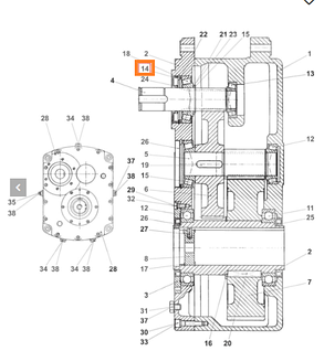 Підшипник HR30208J великого редуктора Putzmeister P13, PМ 740, фото 3