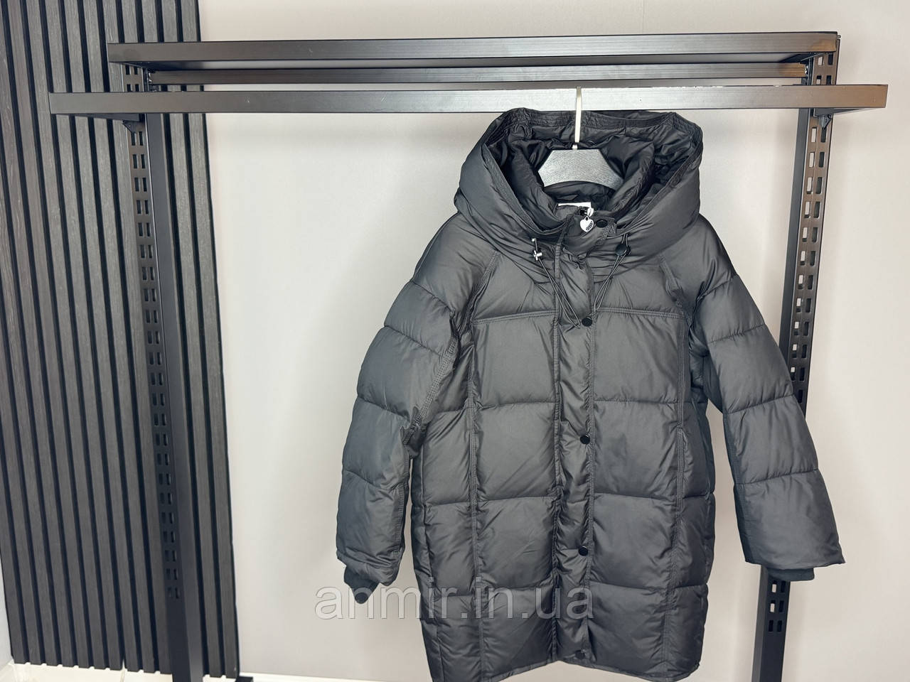 Зимове напівпальто стьобане підліткове з капюшоном для дівчинки 9-13 років, колір чорний