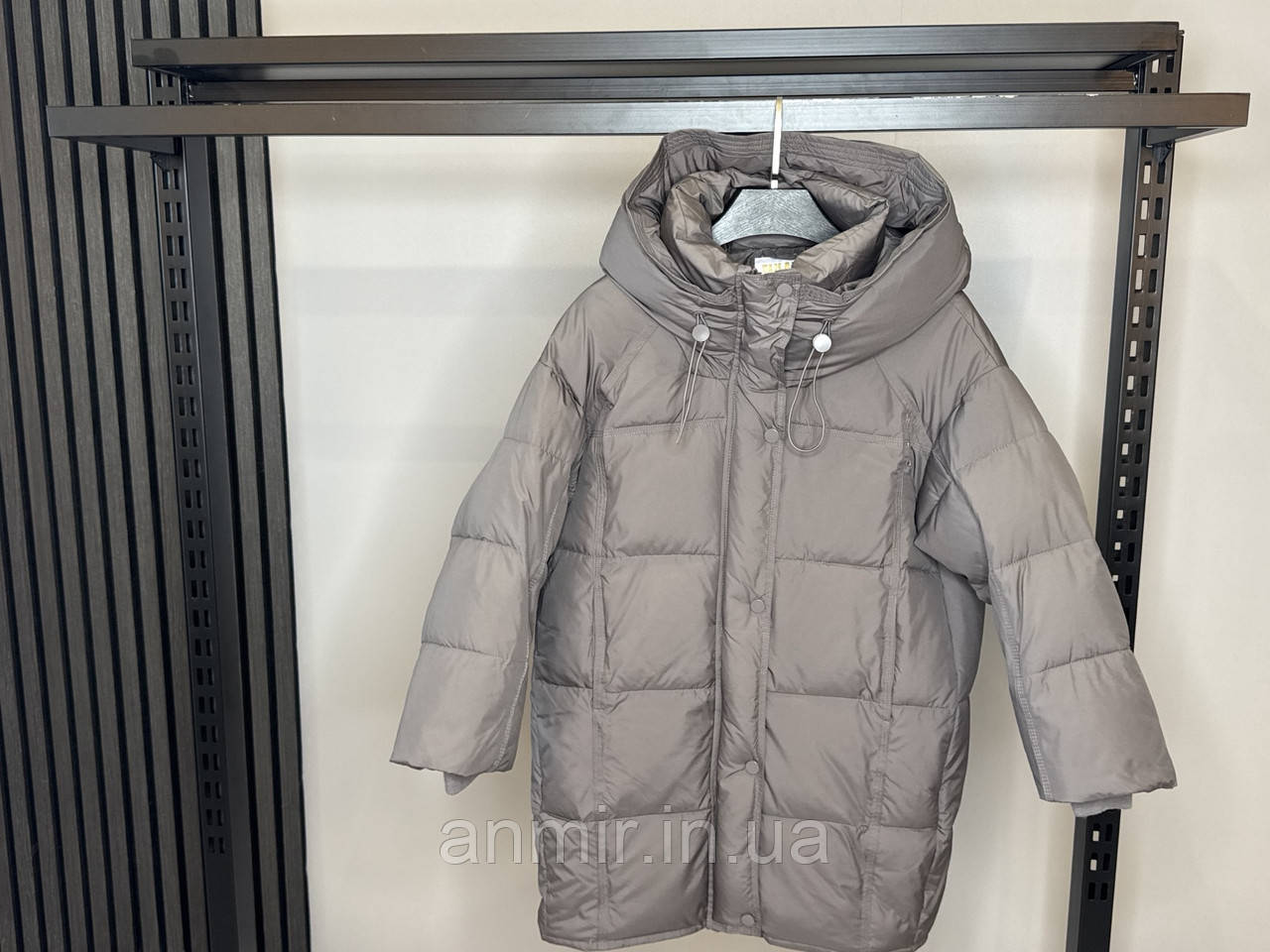 Зимове напівпальто стьобане підліткове з капюшоном для дівчинки 9-13 років, цвіт моко, фото 1