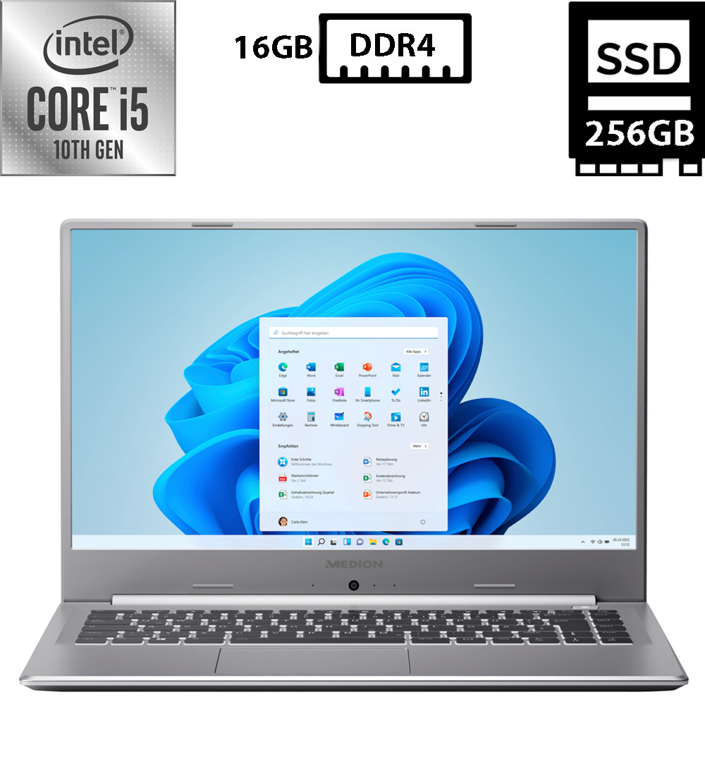 Ноутбук Medion Akoya S15447/15.6" IPS 1920x1080/Core i5-10210U 1.60GHz/16GB DDR4/SSD 256GB/Intel UHD Graphics Камера Б/В